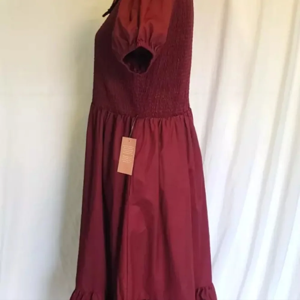 New W/Tags Ivy City Co Wine Red Smocked Addie Dress Large Holiday - Picture 7 of 11